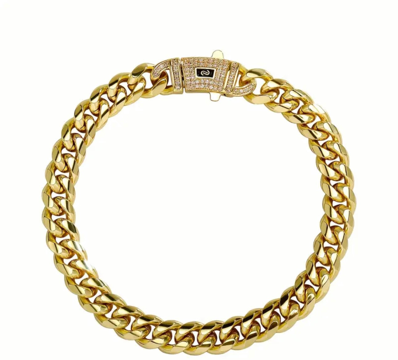 Men’s Gold-Plated Cuban Subtle Iced-Out Bracelet – 8mm & 14mm