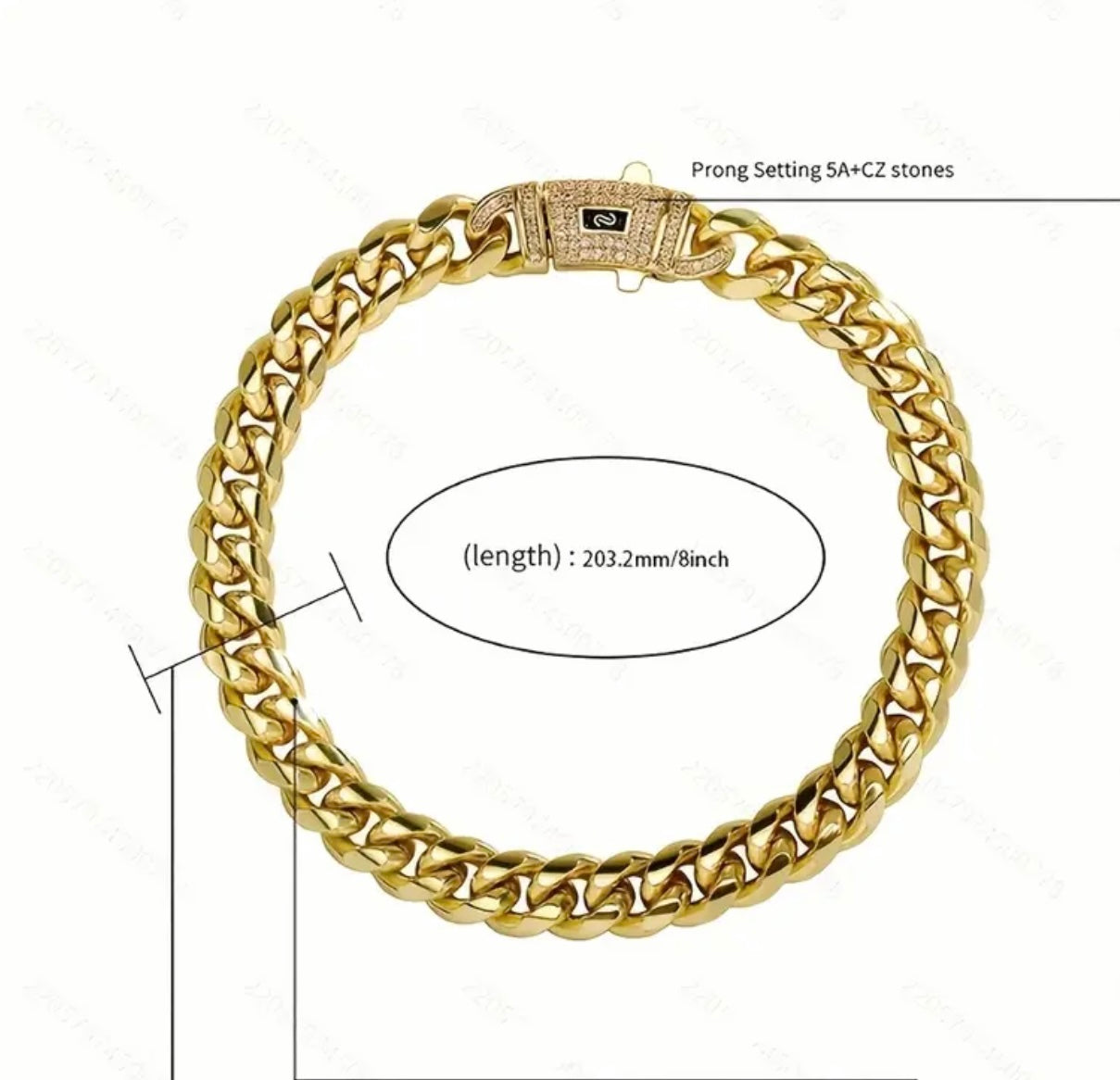 Men’s Gold-Plated Cuban Subtle Iced-Out Bracelet – 8mm & 14mm