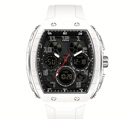 Men’s Bold Barrel Dial Watch – Luxury Sport, Waterproof, Multifunction