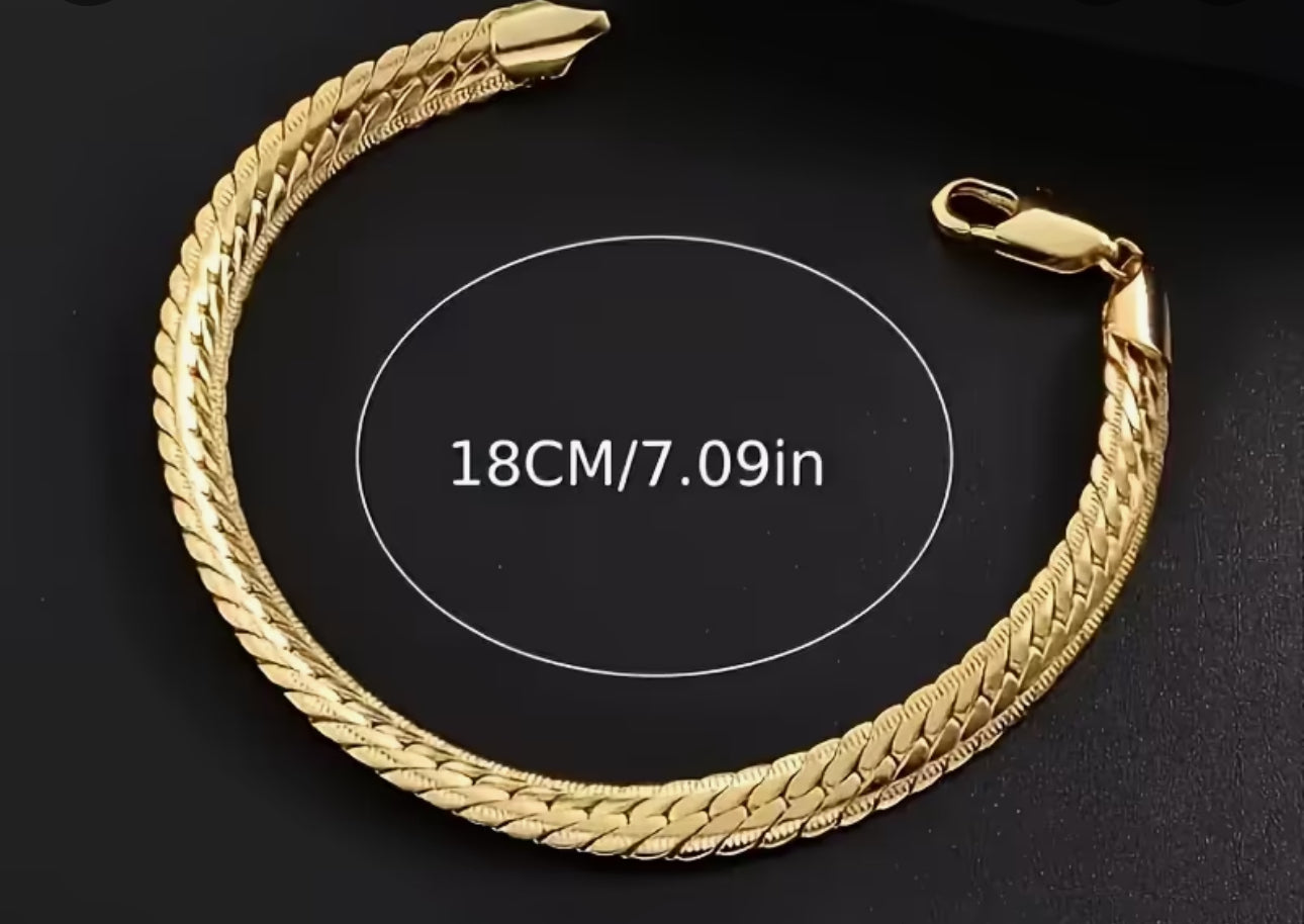 Men’s Gold-Plated Braided Flat Bracelet – 7.09”